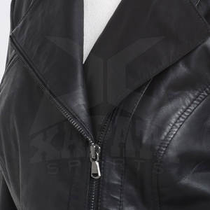 Veste en cuir véritable pour femmes de couleur unie avec col rabattu Caractéristique respirante pour l'hiver - Product Image 6