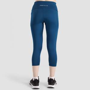 Pantalon de yoga Aero Flow turquoise en tissu tricoté respirant avec élasthanne, effet push-up, contrôle du ventre, fonction thermique et logo à la taille - Product Image 2
