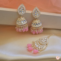 Boucles d'oreilles chandelier Kundan Jhumka en alliage de zinc plaqué or de haute qualité, style ethnique traditionnel, avec perles, dernier design, cadeau pour femme