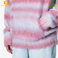 Pull en mohair à col rond pour homme, à manches longues, avec logo personnalisé, tricoté à la machine, à rayures, à capuche, décontracté, hiver, couleur et taille personnalisées