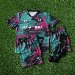 ชุดเสื้อฟุตบอล MA-ATTIERA สีเขียวอมฟ้าชมพู รุ่น Glitch สำหรับผู้ชาย ผ้าโพลีเอสเตอร์ระบายอากาศได้ดี ชุดทีมฟุตบอล รับผลิตตามแบบ OEM - Product Image 5