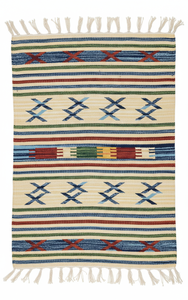 Tapis de prière, de camping et de pique-nique en coton tissé à la main, beige, à motifs floraux modernes, lavable en machine, écologique, multicolore, pour la maison et les voyages - Product Image 4