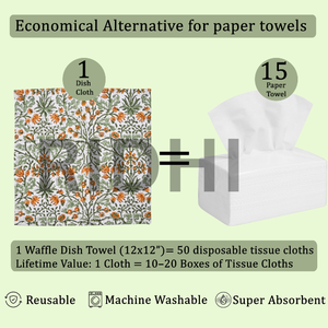 Paño de Cocina de Algodón Amarillo Goldenrod de RIDHI, Hecho a Mano con Estampado en Bloque, Ecológico, de Secado Rápido, Absorbente, con Diseño Floral - Product Image 5