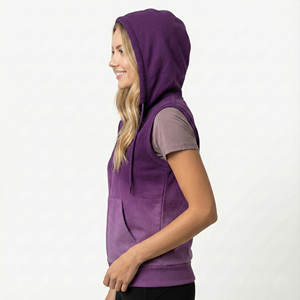 Sweat-shirts sans manches pour femmes, coupe régulière, fermeture éclair intégrale, coton haute densité, veste à capuche, logo de marque personnalisé, prix de gros - Product Image 3