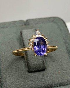 แหวนมงกุฎทองแทนซาไนต์สีฟ้าสุดเก๋แหวนหมั้นมีสไตล์ประดับอัญมณีแท้14K ของขวัญวันเกิด - Product Image 2