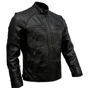 Nouveauté 2025 veste de moto en cuir véritable veste de motard noir dernière conception hommes veste - Product Image 2