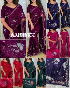 ชุดเดรสผ้าชีฟองส่าหรีที่มีคุณภาพสูงชุดเดรสดีไซน์ทันสมัยมีด้ายหลายเส้นตัดเลื่อมทำงานแฟชั่นผู้หญิง - Product Image 6