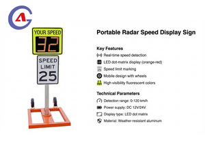Letrero de Velocidad de Radar LED Portátil, Panel de Advertencia de Tráfico con Retroalimentación para el Conductor, Panel de Límite de Velocidad para Control de Carreteras - Product Image 2