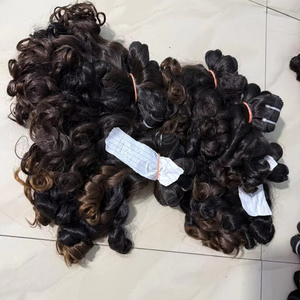 Venta al por mayor Super doble dibujado virgen hinchable rizado indio paquetes de pelo cierre 4x4 para el color 100% extensiones de tejido Remy humano - Product Image 2