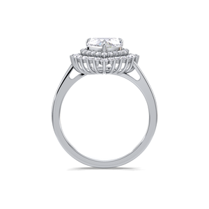 Bague de fiançailles en argent sterling 925 massif avec diamant taille cœur 1 carat et halo croisé, bague de mariage avec accent rond en diamant de laboratoire - Product Image 4
