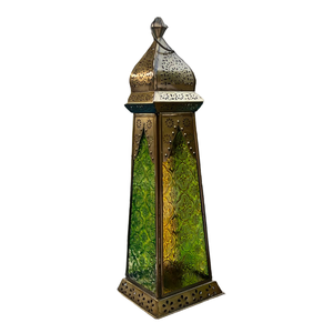 Farol Vintage de Latón de Alta Calidad con Relieve, Cristal Rojo y Acabado Pulido para Decoración de Mesa, Farol Árabe para Decoración - Product Image 5