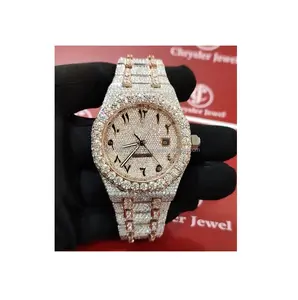 Relógio de luxo com movimento automático de aço inoxidável, hip hop VVS Moissanite, ideal para homens e mulheres, 41 mm, melhor preço