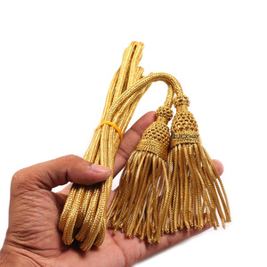 Nueva llegada precio bajo cordón litúrgico cincture borlas hechas a mano para decoración Cordón de cincture dorado - Product Image 1