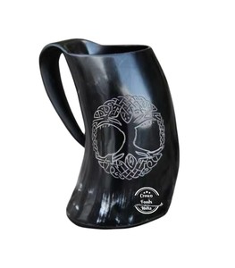 แก้วมัคสไตล์100% ทำด้วยมือขนาดใหญ่จุได้เยอะแก้วมัคแบบไวกิ้งฮอร์นดื่มจากอินเดีย - Product Image 5