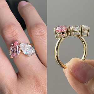 Pendientes de Botón de Plata de Ley 925 con Doble Piedra de Circonita Cúbica en Forma de Pera para Mujer, Joyería de Moda - Product Image 2