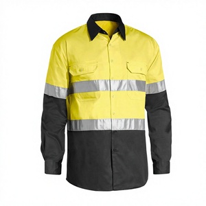 Chemise de sécurité en polyester à manches longues, respirante, réfléchissante, fluorescente, à séchage rapide, avec logo personnalisé, haute visibilité - Product Image 1