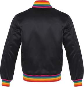 Custom Fashion Zip Embroidery Logo Retro Vintage Streetwear Bomber Jacket Men Stand <b>Winter</b> Reversible Quick Dry Polyester - Product Image 4