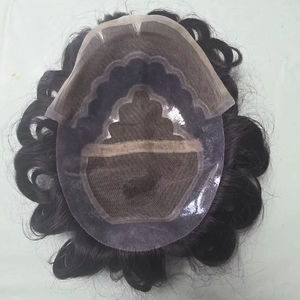 Lace Front Human Hair Wig Toupee for Men with Natural Wave & Kinky Straight Styles-Soft Indian Hair <b>Patches</b> - Product Image 1