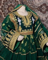 Dernier design 2025 – Ensemble élégant style maxi long en mousseline de soie écoresponsable, inspiré de la culture afghane, avec broderie et logo