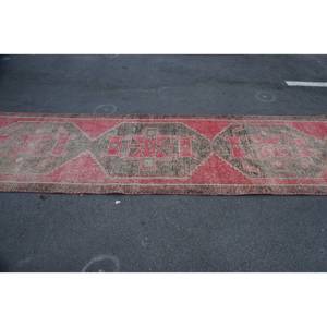 Alfombra turca Vintage de 3x12 pies, diseño de retazos rojo y marrón, Alfombra de lana de tejido plano para decoración de sala de estar, látex de 10mm de espesor - Product Image 3