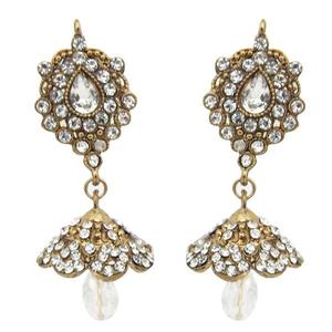 Pendientes Jhumki chapados en oro Kriaa con cristal de piedra austriaca 1300834 - Product Image 1