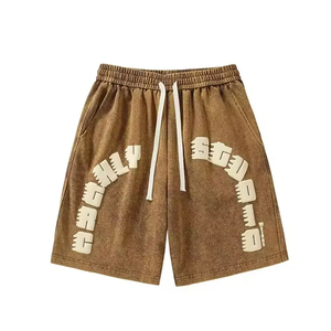 Pantalones cortos lavados con ácido de verano para hombre, nuevo estilo, 100% algodón, secado rápido, dobladillo crudo Vintage, ropa de calle ecológica - Product Image 4