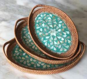 Cestas de caña hechas a medida con bases de resina disponibles en varios tamaños y formas con múltiples patrones adecuados para tiendas de hogar - Product Image 2