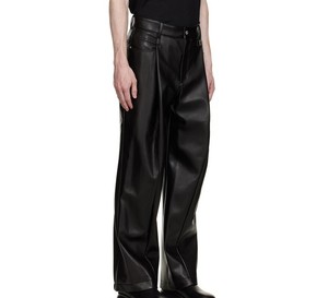 OEM Custom Logo Leather Pants Punk Hip Hop Leather <b>Bell</b> Bottom Pants Custom Men High Waist Leather Pant - Product Image 2