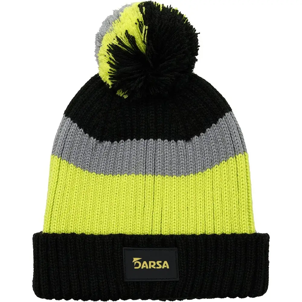 Oem 커스텀 니트 보블 캡, 스키 따뜻한 겨울 모자, 아크릴 자카드 PVC 패치 로고 Pom Pom Beanie