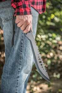 Couteau à lame fixe en acier à haute teneur en carbone fait à la main avec manche en ruban, étui en cuir de buffle personnalisable pour le camping - Product Image 3