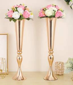 Metal <b>Tall</b> Gold Metal Flower Stand <b>Vase</b> Set for Wedding Party Desktop <b>Decoration</b> - Product Image 3