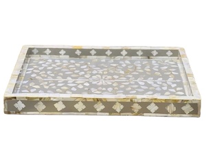 Bandeja con incrustaciones de fregona de estilo árabe clásico, platos de nácar ecológicos hechos a mano para el hogar, Hotel, boda, celebración de Eid Ramadán - Product Image 1