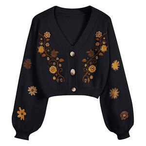 High Quality Embroidery <b>Cardigan</b> Custom Design Soft Fabric <b>Button</b> Front Casual Winter Wear - Product Image 1
