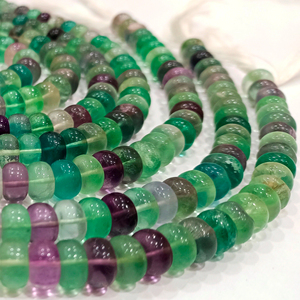 Rondelle de pierres précieuses naturelles multi-fluorite lisse 8 mm perles vendues par brin 8 pouces de long perles de grande qualité - Product Image 1