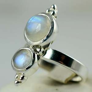 Rainbow Moonstone 925 Sterling <b>Silver</b> Handmade <b>Statement</b> <b>Ring</b> Men's Boho June Birthstone Jewelry Perfect Gift for Her Birthday - Product Image 5