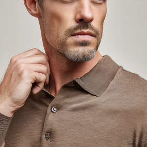 Camisa de punto de manga larga de lana elegante para hombre para ropa de invierno informal transpirable cálida talla XXL personalizada FZ - Product Image 1