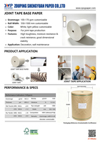 Papier de base pour ruban de joint en plâtre de gypse 140 g/m², rouleau géant en pâte de bois vierge non imprégnée pour la fabrication de ruban de joint pour cloisons sèches