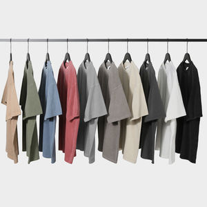 เสื้อยืดผ้าฝ้ายวินเทจธรรมดาแขนยาวโอเวอร์ไซส์ไหล่เสื้อยืดซักได้น้ำหนักมากออกแบบได้ตามต้องการ - Product Image 2