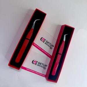 GETUP BROSONS IMPEX Russian Volume Eyelash Tweezers Stainless Steel Curved Silver Tip Anti-Magnetic Anti-Static Perfect Grip - Product Image 2