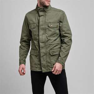 เสื้อแจ็คเก็ตกันน้ำคอตั้งผ้าแคนวาสวินเทจสำหรับผู้ชาย - Product Image 3