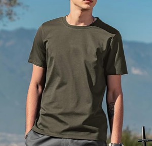 Camiseta Casual de Manga Corta para Hombre, 100% Algodón, Tejido de Punto, Estilo Urbano, Transpirable, de Secado Rápido, Color Verde Básico para Verano - Product Image 3