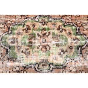 5.8x9.3 ft Vintage Large Rug, <b>Brown</b> Green Turkish Striped <b>Wool</b> Rug - Product Image 5