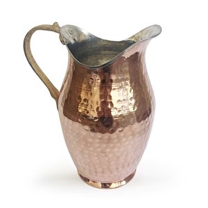 Hand Hammered Copper Jug, Carafe for Beverage Service, Surahi Copper Color Authentic Design Produced With Traditional Methods - Product Image 3