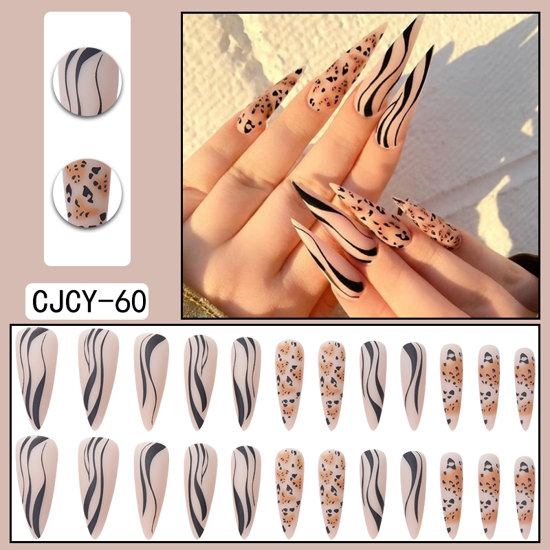 Temooi Knstliche Fingerngel zum Aufkleben Grohandel 24 Stck ABS Orange  Leopardenmuster Lange Ballerina-Fingerngel Mit Nagelkleber| Alibaba.com