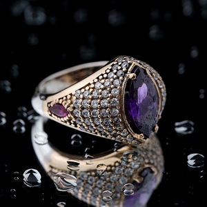 Bague en pierre d'améthyste en forme de Marquise pour femme, bijoux en argent Sterling 925 faits à la main, vente en gros - Product Image 4