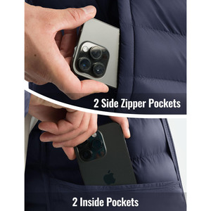 Vestes matelassées pour hommes personnalisables avec capuche Doublure chaude Conception coupe-vent et imperméable Fermeture éclair durable Veste pour hommes - Product Image 5