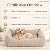 Yangyangpet Boucle Beige Rechteckiges Hundebett mit Gestepptem Kissen