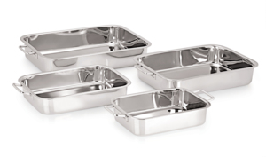 Food-Grade Stainless Steel Rectangular Roasting <b>Pan</b> <b>Set</b> with Heat-Resistant Handles (<b>Set</b> <b>of</b> 4) Eco-Friendly Mirror Polished - Product Image 2