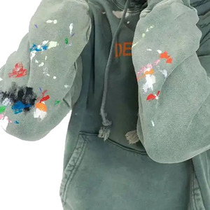 Top Trending 300 GSM Hombres Heather Green Pullover Hoodie Vintage Washed Custom Made con diseños impresos para el invierno - Product Image 5