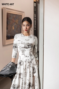 Bon Prix Décontracté Femmes Robes 0-Cou Keana Circulaire Robe Haute Qualité Tissu Vêtements D'été Blanc Vietnam Grossiste - Product Image 3